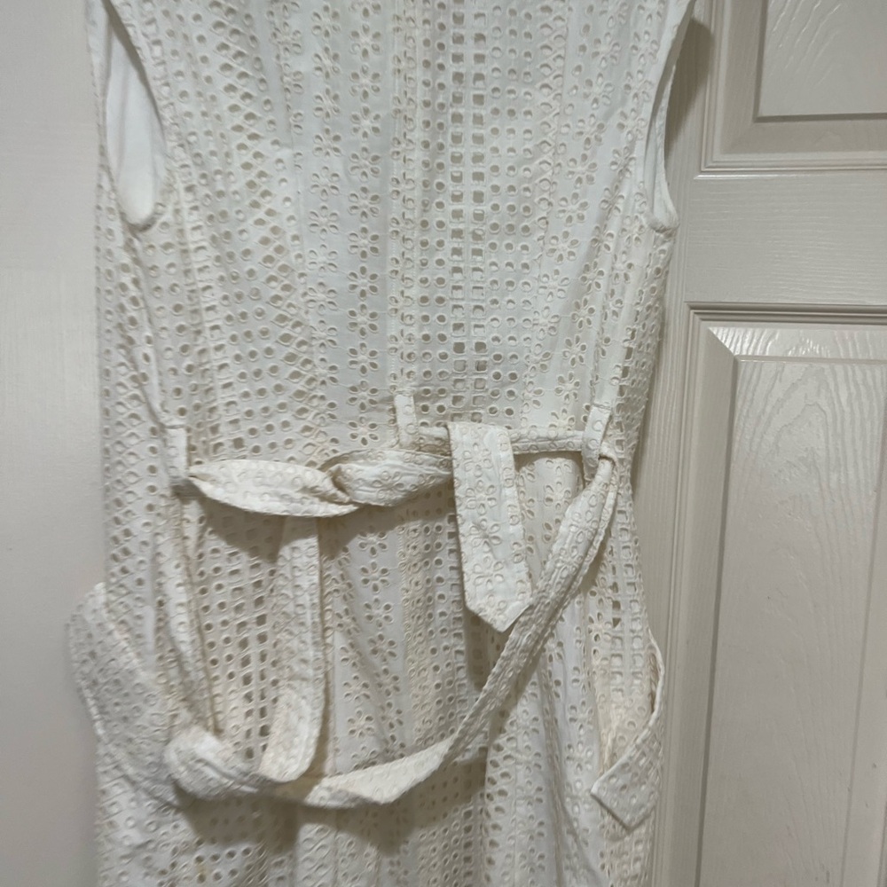 Banana Republic Ivory Eyelet belt short sleeve cotton Shirtdress pocket‎ 6 NWNT - Picture 8 of 12